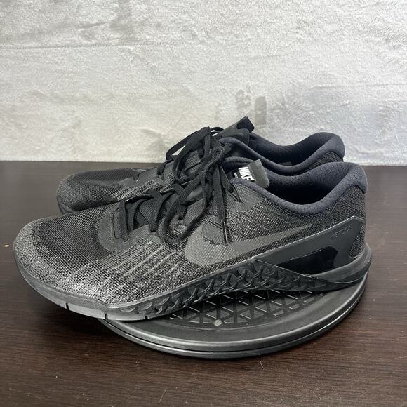 Nike Metcon 3 Mens Size 13 Triple Black Crossfit Gym Training lace Up Shoes - Picture 3 of 10